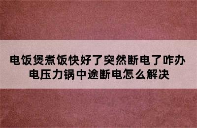 电饭煲煮饭快好了突然断电了咋办 电压力锅中途断电怎么解决